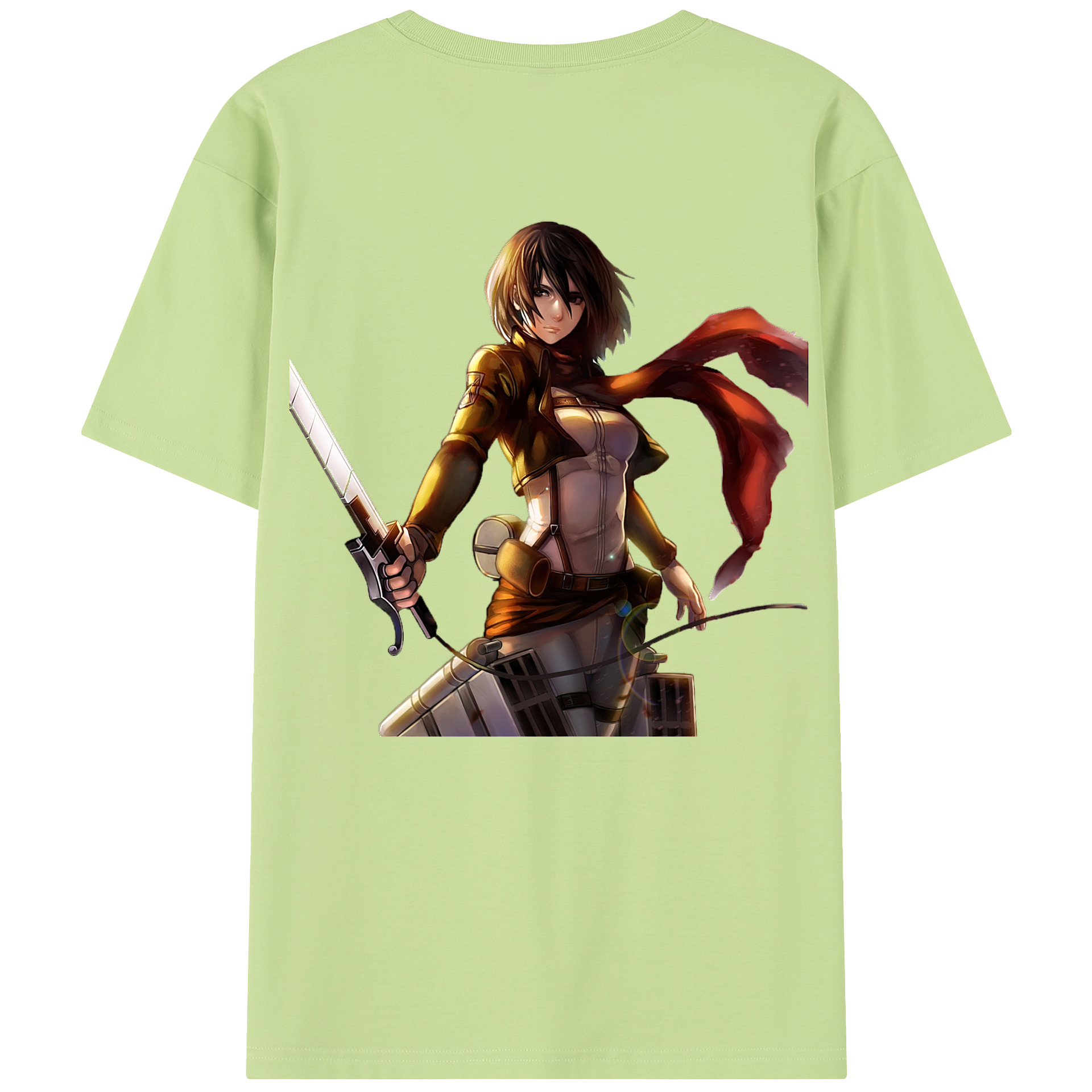 （画像用） 進撃の巨人 ミカサ·アッカーマン Attack on Titan Mikasa Ackerman 綿100％半袖Tシャツ（背面プリント）